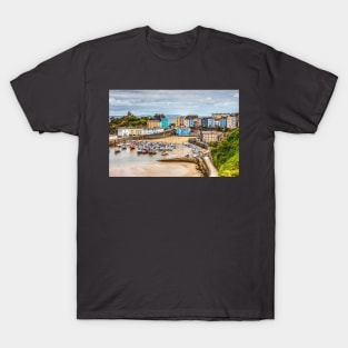 Tenby Harbour Boats And Town Houses T-Shirt